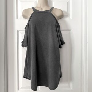 Gray Cozy Open Shoulder Tunic